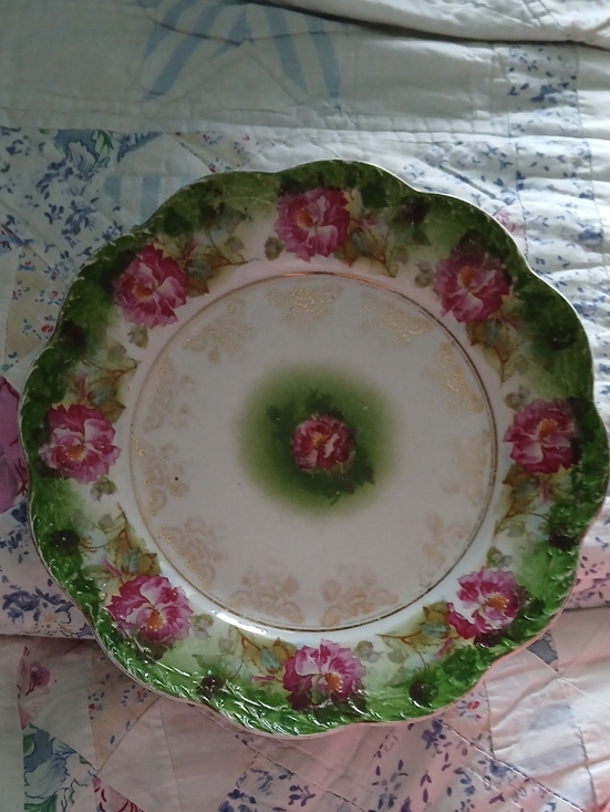 Other - Vintage Floral Decorative Dinner Plate RARE PR Germany- Green and Pink 8 Inches